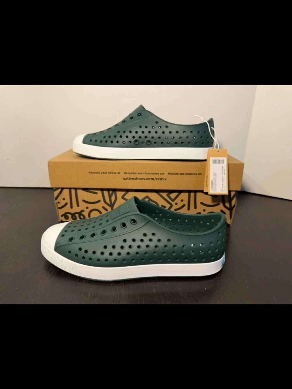 Native Jefferson Shoes Spooky Green/Shell White Big Kids US J4/EU 36